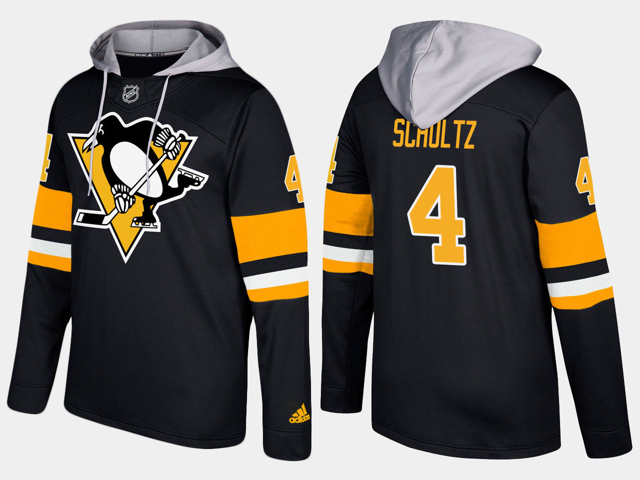 Men NHL Pittsburgh penguins #4 justin schultz black hoodie->pittsburgh penguins->NHL Jersey